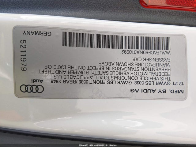 2022 Audi A5 Sportback Premium Plus 45 Tfsi S Line Quattro S Tronic მანქანა იყიდება აუქციონზე, vin: WAUFACF59NA018992, აუქციონის ნომერი: 44731428