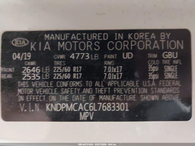 Продаж на аукціоні авто 2020 Kia Sportage Lx, vin: KNDPMCAC6L7683301, номер лоту: 44731434