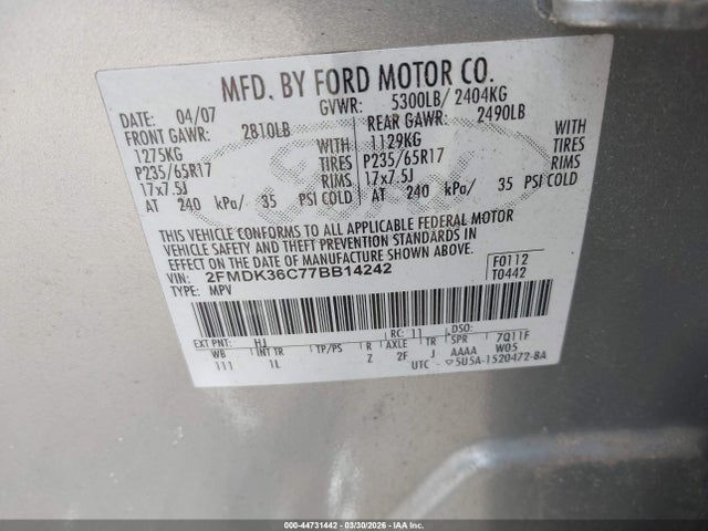 2007 FORD EDGE 2FMDK36C77BB14242 Photo 8