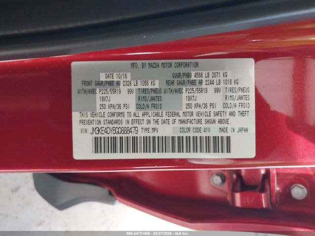 44731458 :رقم المزاد ، JM3KE4DY6G0888479 vin ، 2016 Mazda Cx-5 Grand Touring مزاد بيع