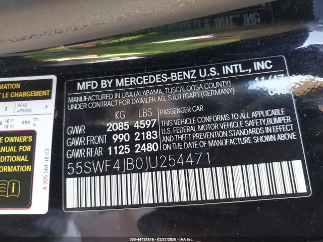 55SWF4JB0JU254471 Mercedes-Benz C 300