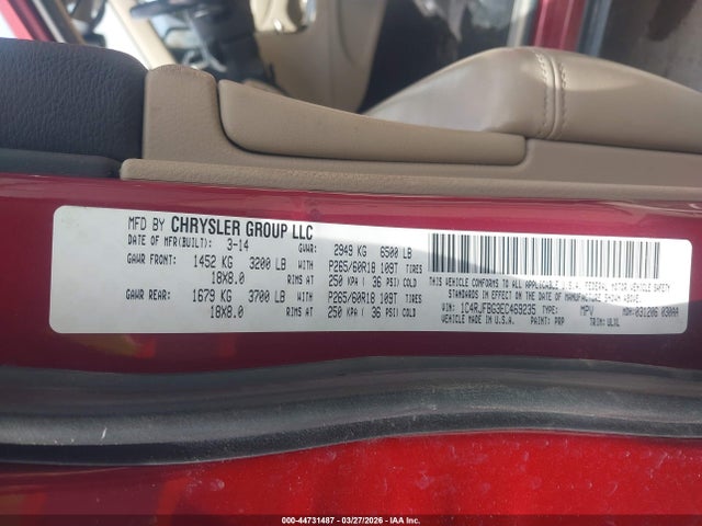 44731487 :رقم المزاد ، 1C4RJFBG3EC469235 vin ، 2014 Jeep Grand Cherokee Limited مزاد بيع