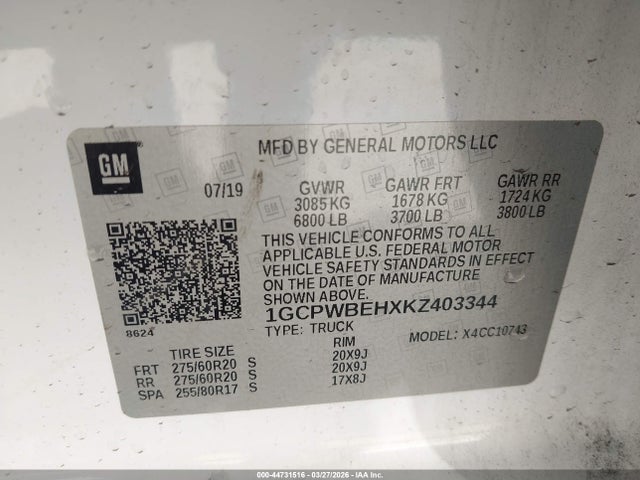1GCPWBEHXKZ403344 Chevrolet Silverado 1500 Custom