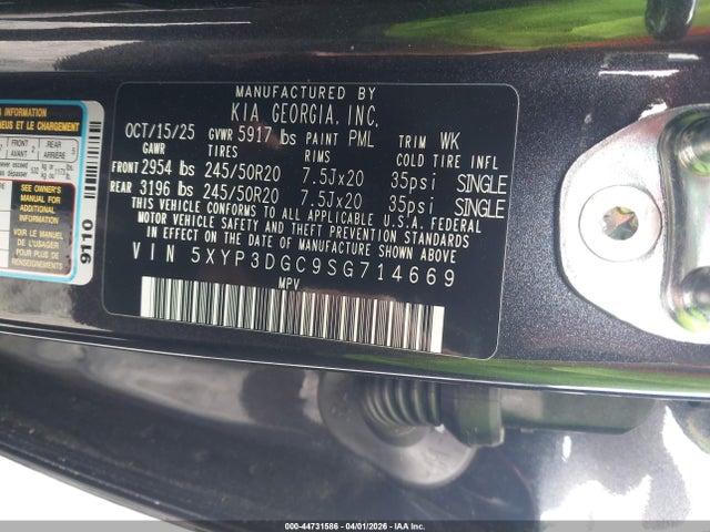 Продаж на аукціоні авто 2025 Kia Telluride Ex, vin: 5XYP3DGC9SG714669, номер лоту: 44731586