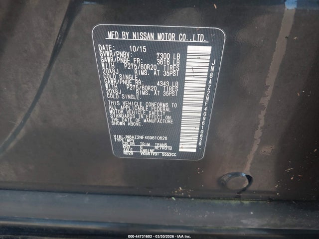 JN8AZ2NF4G9610626 Infiniti QX80