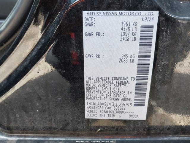 Продаж на аукціоні авто 2025 Nissan Altima S Fwd, vin: 1N4BL4BV5SN317655, номер лоту: 44731627