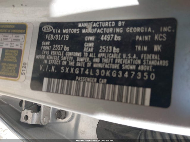 5XXGT4L30KG347350 KIA Optima Lx