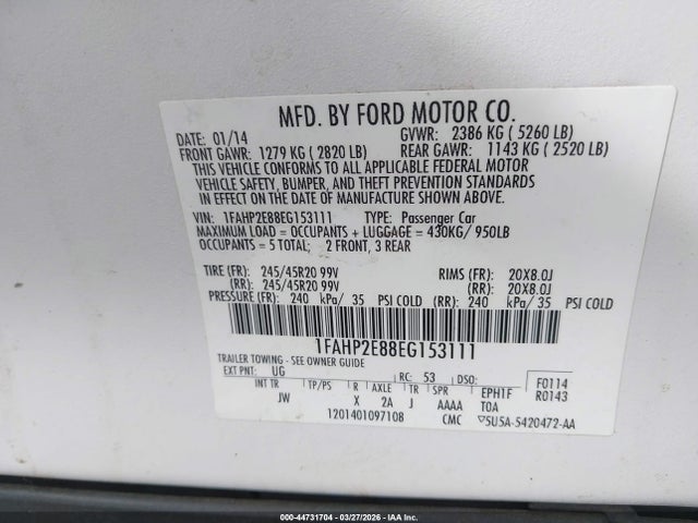 1FAHP2E88EG153111 Ford TAURUS SEL