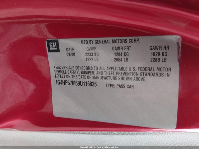 Продажа на аукционе авто 2009 Buick Lucerne Cx, vin: 1G4HP57M69U116826, номер лота: 44731722