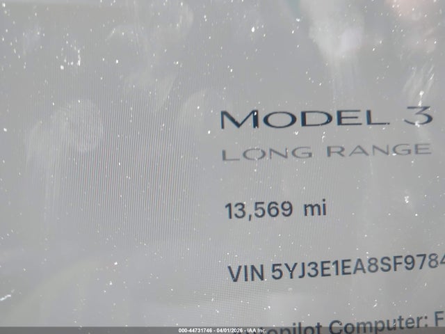 Aukcja sprzedaży 2025 Tesla Model 3 Long Range Rear-wheel Drive/standard Rear-wheel Drive, vin: 5YJ3E1EA8SF978479, numer aukcji: 44731746
