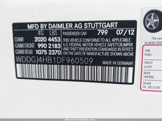 Aukcja sprzedaży 2013 Mercedes-benz C 250, vin: WDDGJ4HB1DF960509, numer aukcji: 44731775