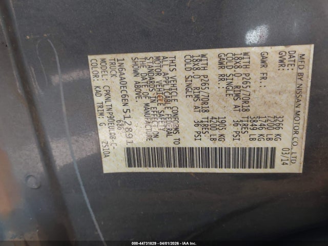 Nissan TITAN SV 2014 1N6AA0EC6EN512891 Image 9
