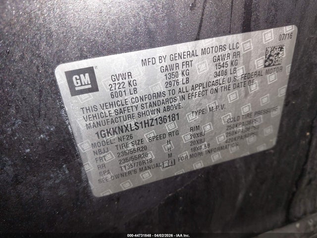 1GKKNXLS1HZ136181 GMC Acadia Denali