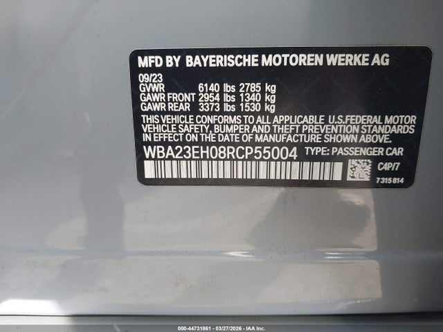 Aukcja sprzedaży 2024 Bmw 740i, vin: WBA23EH08RCP55004, numer aukcji: 44731861