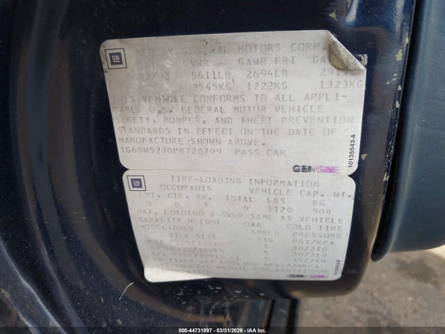 Продаж на аукціоні авто 1993 Cadillac Fleetwood Chassis, vin: 1G6DW5270PR720799, номер лоту: 44731897
