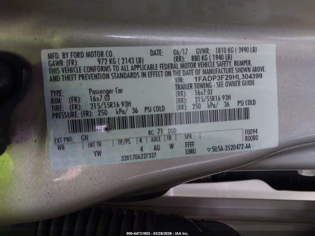 2017 FORD FOCUS 1FADP3F29HL304399 Photo 8