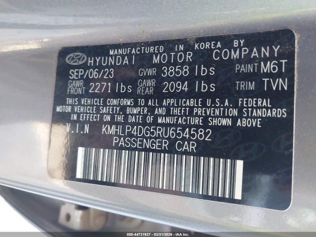 Aukcja sprzedaży 2024 Hyundai Elantra Limited, vin: KMHLP4DG5RU654582, numer aukcji: 44731937