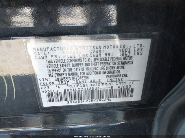 Aukcja sprzedaży 2024 Nissan Sentra Sv Xtronic Cvt, vin: 3N1AB8CV7RY346296, numer aukcji: 44732075