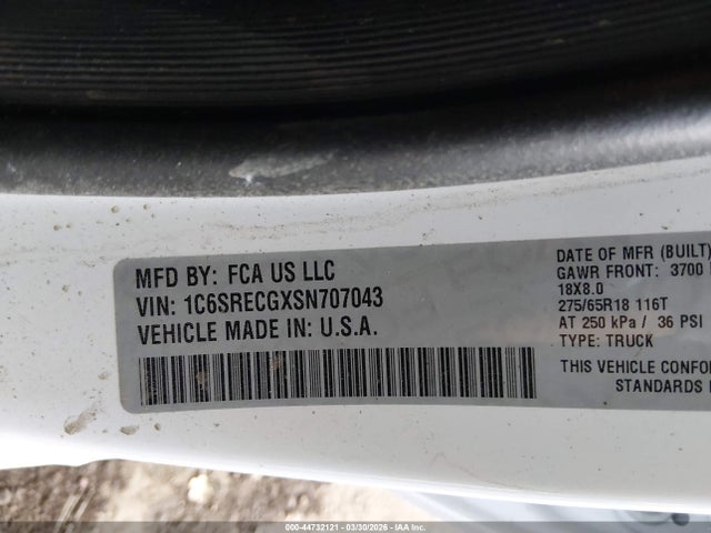 1C6SRECGXSN707043 RAM 1500 Tradesman 4x2 6&#039;4 Box