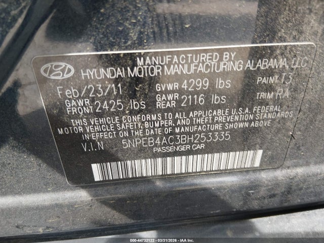 2011 HYUNDAI SONATA 5NPEB4AC3BH253335 Photo 8