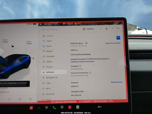44732128 :رقم المزاد ، 5YJ3E1EA7SF039596 vin ، 2025 Tesla Model 3 Long Range Rear-wheel Drive/standard Rear-wheel Drive مزاد بيع