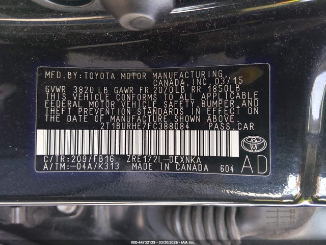 Toyota COROLLA LE 2015 2T1BURHE7FC388084 Image 9
