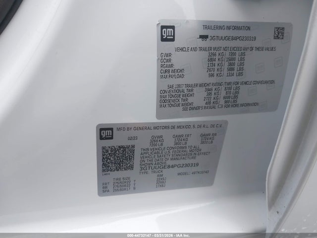 3GTUUGE84PG230319 GMC Sierra 1500 4wd Standard Box Denali