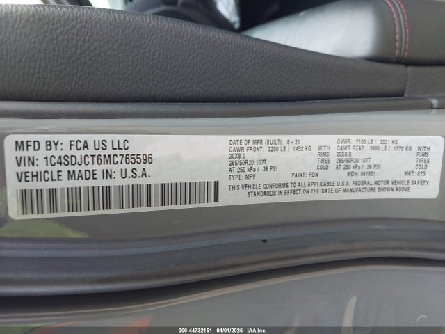 2021 DODGE DURANGO 1C4SDJCT6MC765596 Photo 8