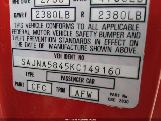 1989 JAGUAR XJS SAJNA5845KC149160 Photo 8