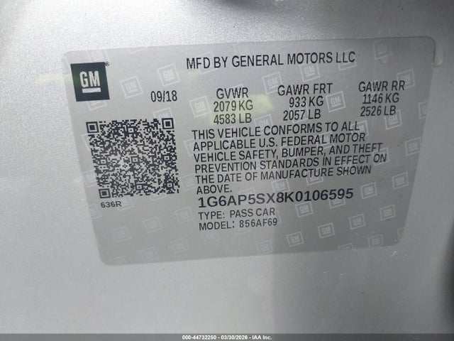 2019 CADILLAC CTS 1G6AP5SX8K0106595 Photo 8