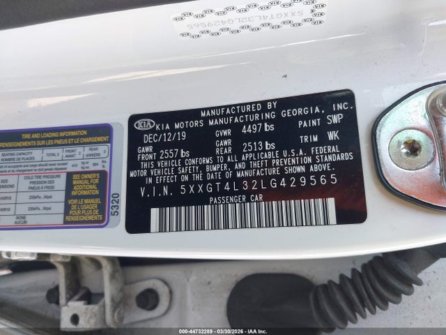 44732289 :رقم المزاد ، 5XXGT4L32LG429565 vin ، 2020 Kia Optima Se مزاد بيع