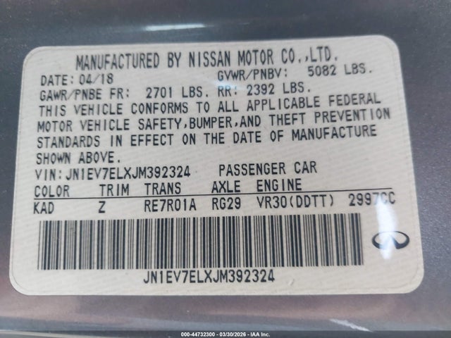 JN1EV7ELXJM392324 Infiniti Q60 3.0t Sport