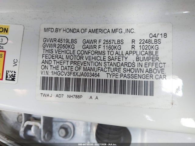 1HGCV3F6XJA003464 Honda Accord Hybrid Ex-l