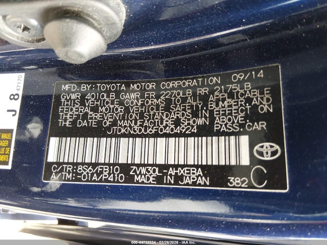 Toyota Prius Three 2015 JTDKN3DU6F0404924 Image 9