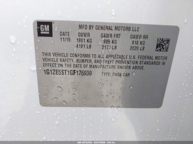 44732363 :رقم المزاد ، 1G1ZE5ST1GF176939 vin ، 2016 Chevrolet Malibu 1lt مزاد بيع