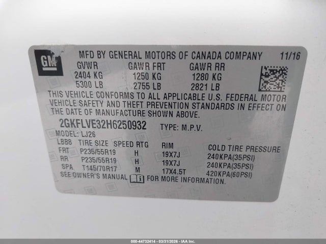 2GKFLVE32H6250932 GMC Terrain Denali