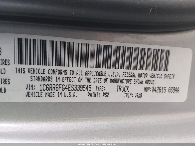 44732422 :رقم المزاد ، 1C6RR6FG4ES339545 vin ، 2014 Ram 1500 Tradesman مزاد بيع