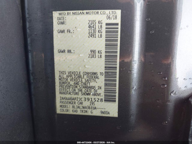 1N4AA6AP2JC391528 Nissan Maxima 3.5 Sv