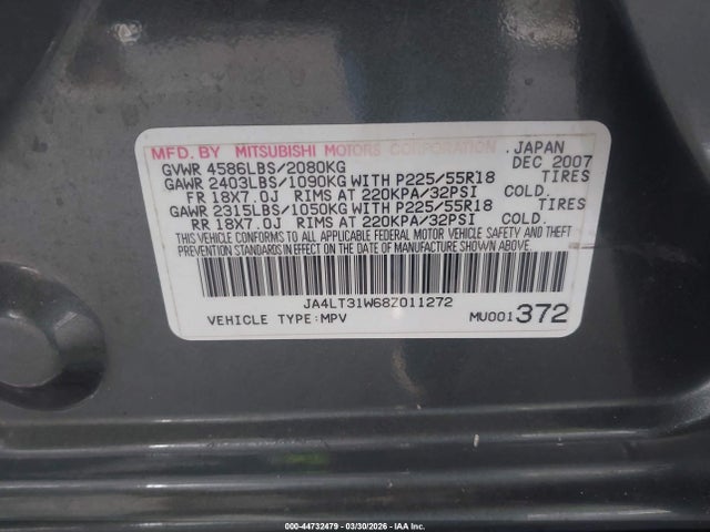 2008 MITSUBISHI OUTLANDER JA4LT31W68Z011272 Photo 8