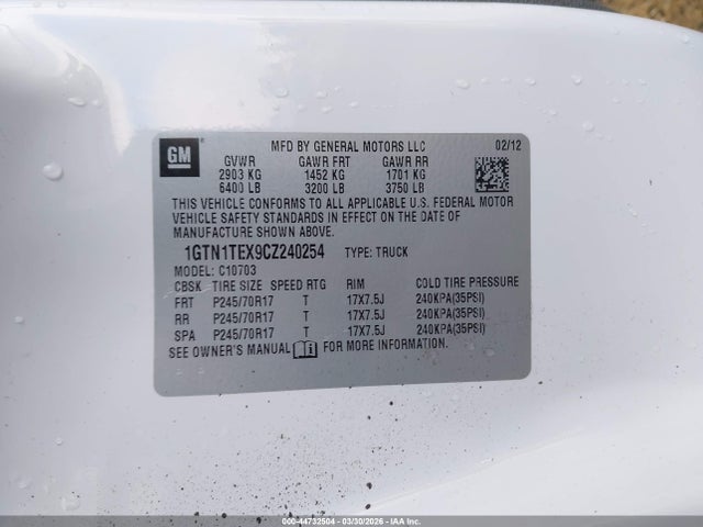 Aukcja sprzedaży 2012 Gmc Sierra 1500 Work Truck, vin: 1GTN1TEX9CZ240254, numer aukcji: 44732504