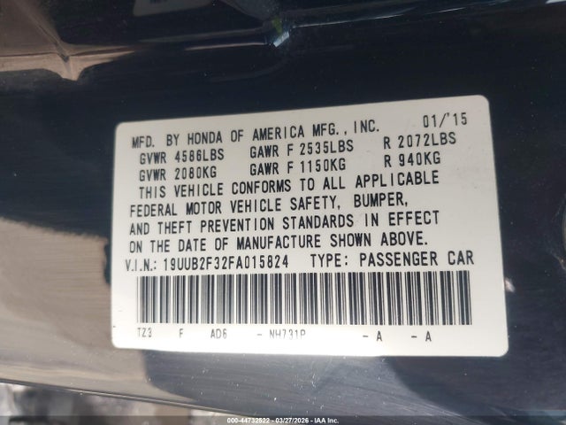 Продаж на аукціоні авто 2015 Acura Tlx V6, vin: 19UUB2F32FA015824, номер лоту: 44732522