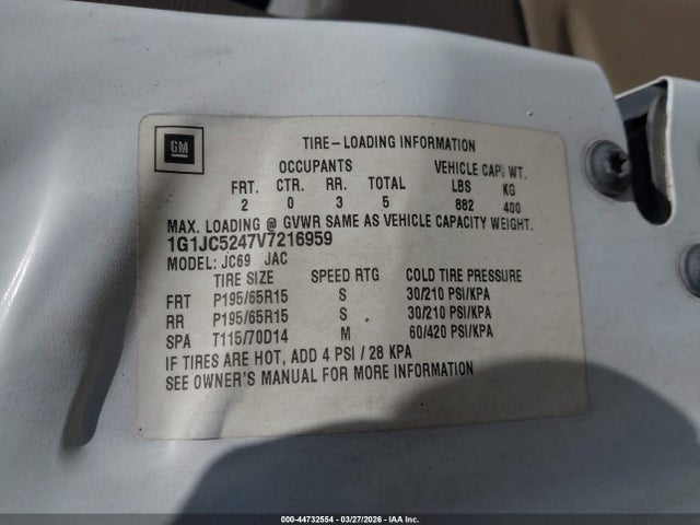 Продаж на аукціоні авто 1997 Chevrolet Cavalier, vin: 1G1JC5247V7216959, номер лоту: 44732554