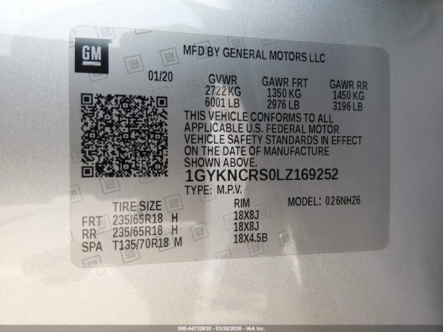 1GYKNCRS0LZ169252 Cadillac Xt5 Fwd Premium Luxury