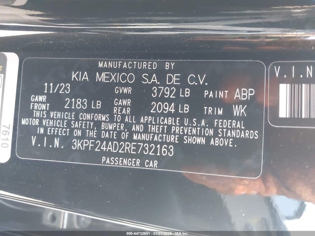 3KPF24AD2RE732163 KIA Forte Lxs