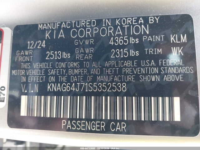 KIA K5 Gt-line 2025 KNAG64J71S5352538 Image 9