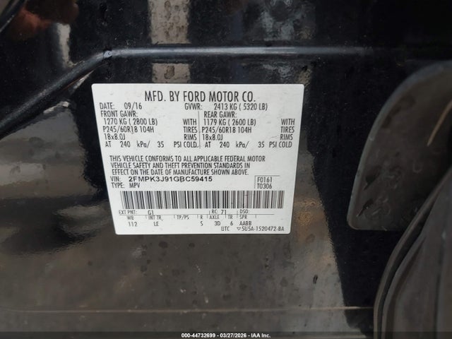 2016 FORD EDGE 2FMPK3J91GBC59415 Photo 8