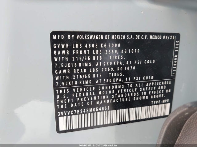 3VVVC7B24SM054651 Volkswagen Taos 1.5t Se