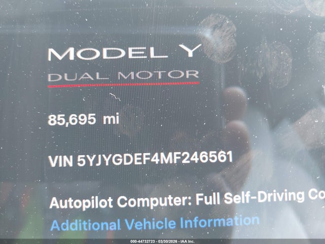 5YJYGDEF4MF246561 Tesla Model Y Performance Dual Motor All-wheel Drive