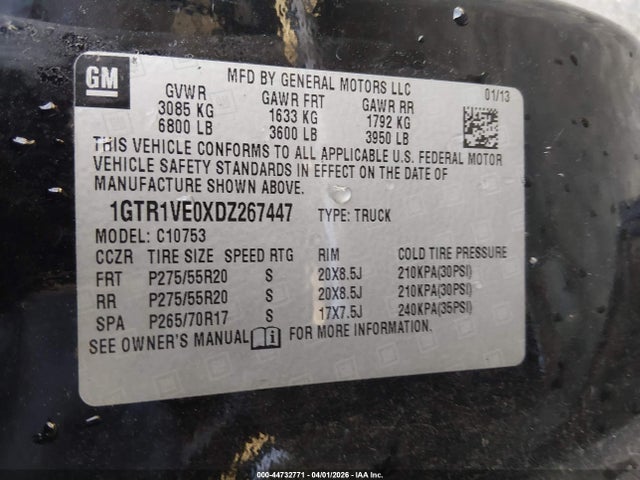 Продаж на аукціоні авто 2013 Gmc Sierra 1500 Sle, vin: 1GTR1VE0XDZ267447, номер лоту: 44732771