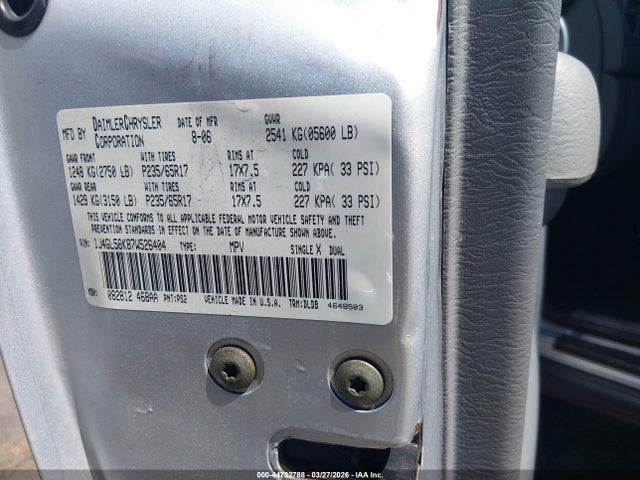 Продаж на аукціоні авто 2007 Jeep Liberty Limited Edition, vin: 1J4GL58K87W526404, номер лоту: 44732788
